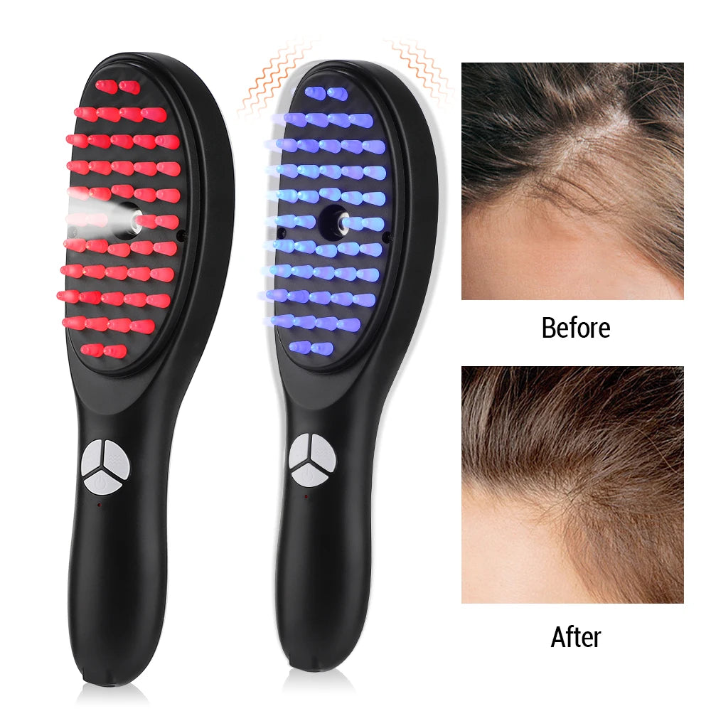 Sonic Vibration Scalp Massager Light Therapy Head Massage Comb anti Hair Loss Anion Spray Hair Growth Brush Stress Relief